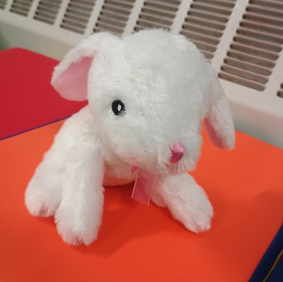 Bunny Plush White Rabbit Spring Easter Hare Lovey Stuffed Animal Made in USA - Picture 2 of 10